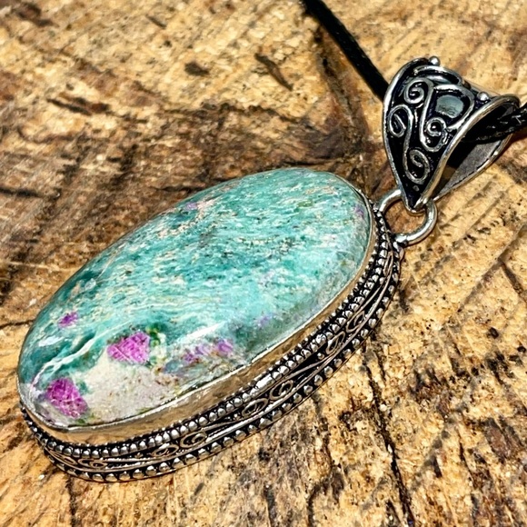 Oval Ruby Fuchsite Pendant 2” - Picture 2 of 6